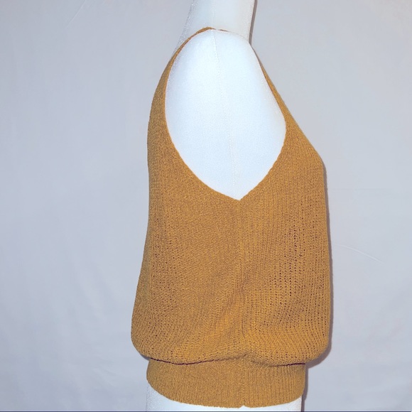Anthro Pepin Mustard Yellow Knit Wrap Tank Sweater Size Small - Picture 5 of 6